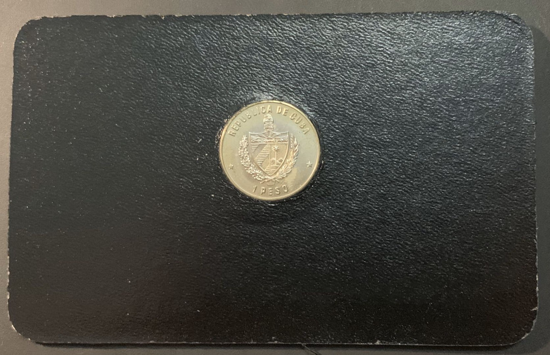 紫瑗钱币—微拍第61期  古巴 1982年 西拔牙世界杯 1比索 镍币 德国原装卡