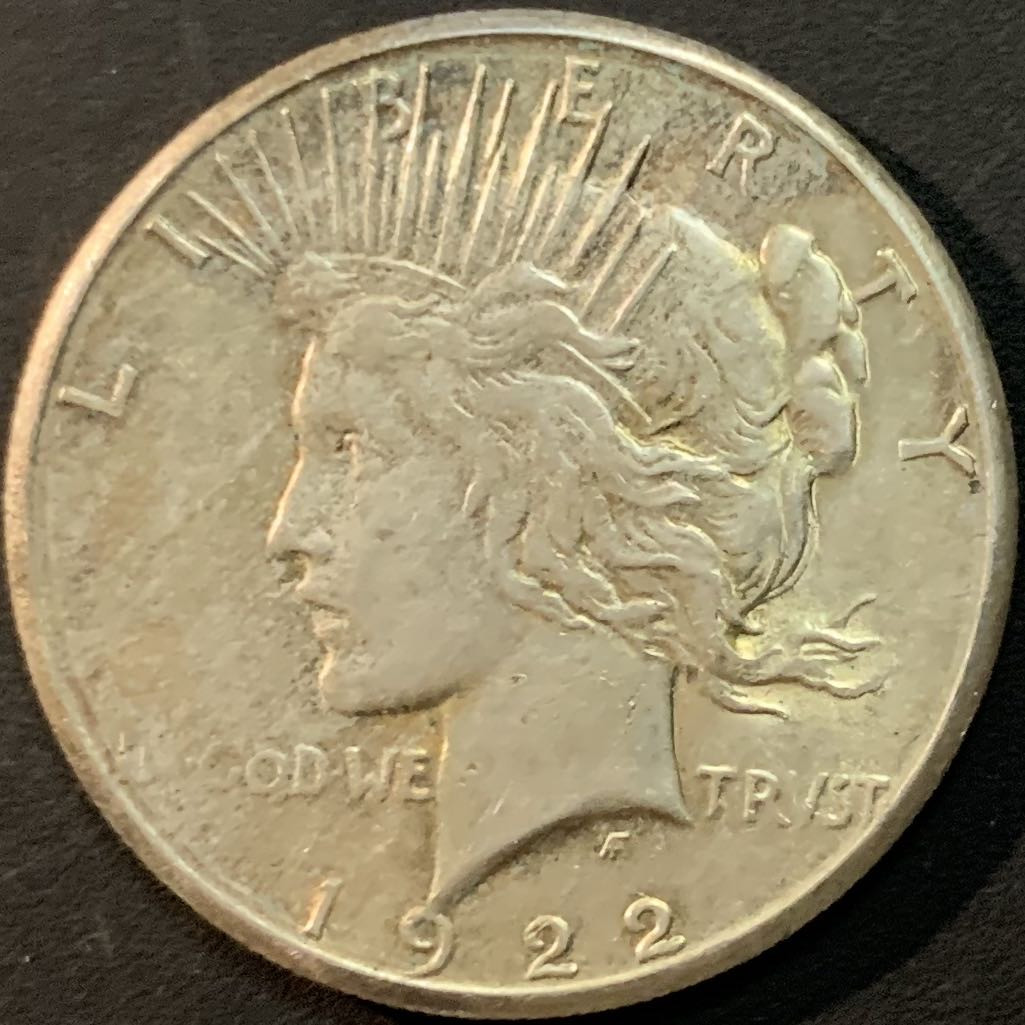 紫瑗钱币—微拍第61期  美国 1922年 和平鸽 1美元 26.73克 0.9银 AU