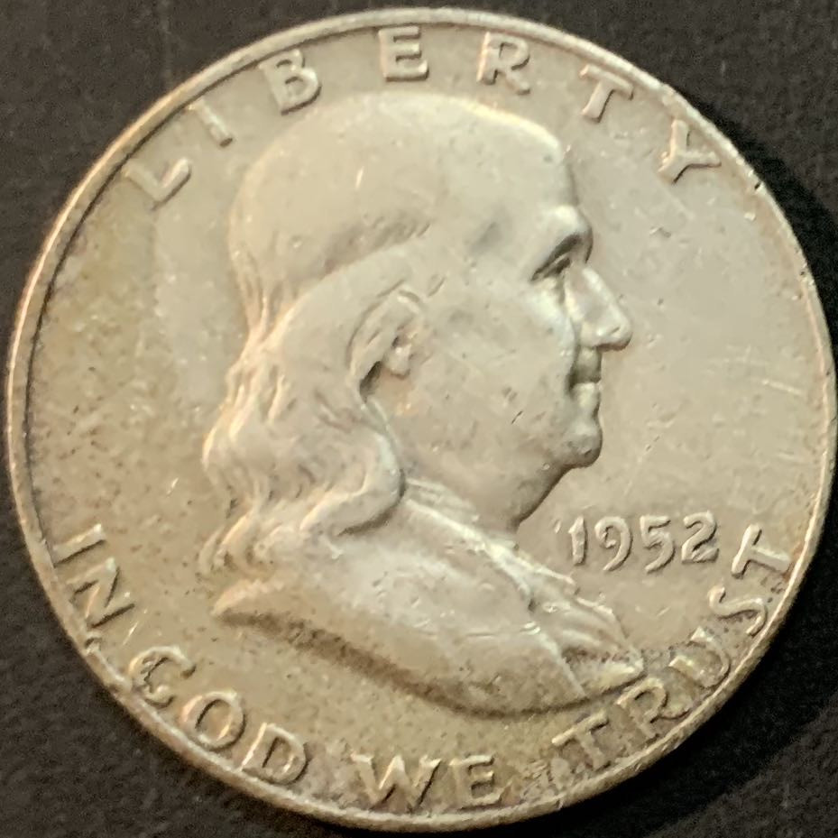 紫瑗钱币—微拍第61期  美国 1952年 富兰克林 50分 半美元 12.5克 0.9银