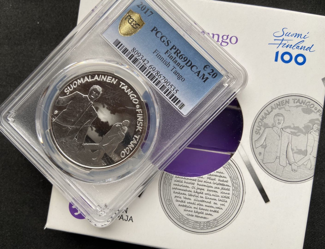 【币观天下】107期钱币拍卖 【芬兰】芬兰2017探戈银币【pcgs69】