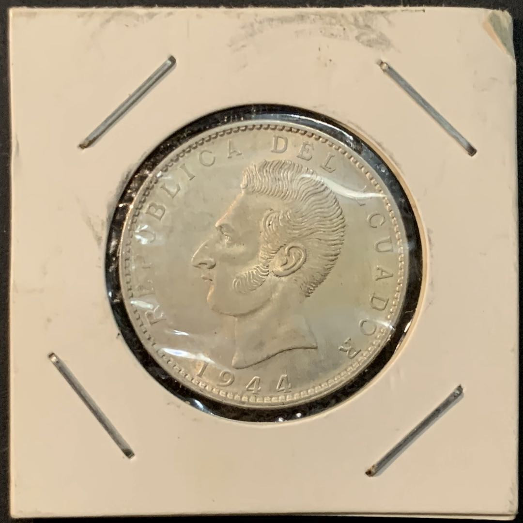 紫瑗钱币—微拍第61期  厄瓜多尔 1944年 2苏克雷 10克 0.72银 BU