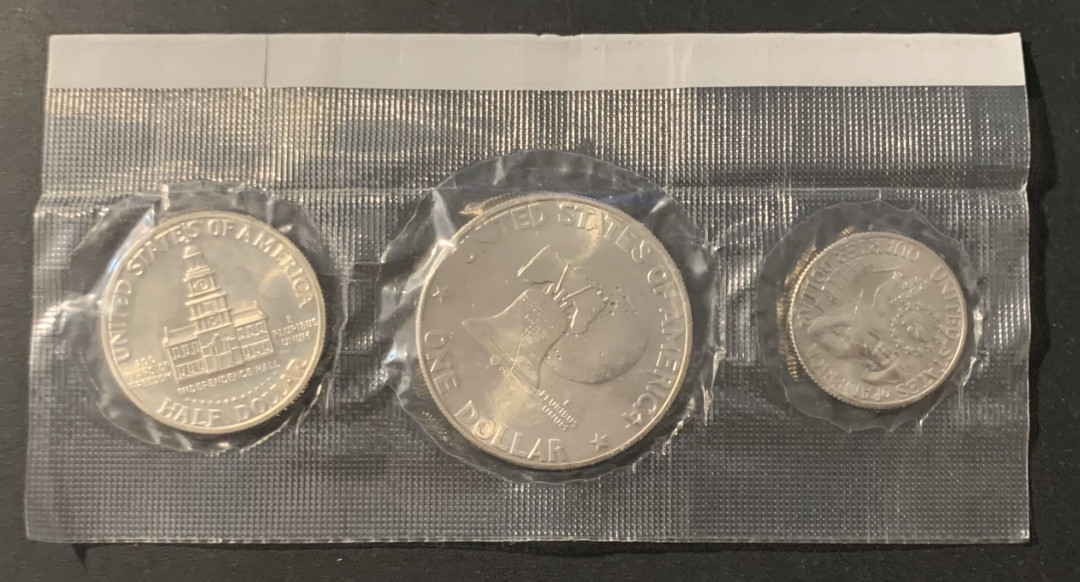 紫瑗钱币—微拍第62期  美国 1976年 建国 200周年 25 50美分 1元 3枚一套 共41.75克 0.4银