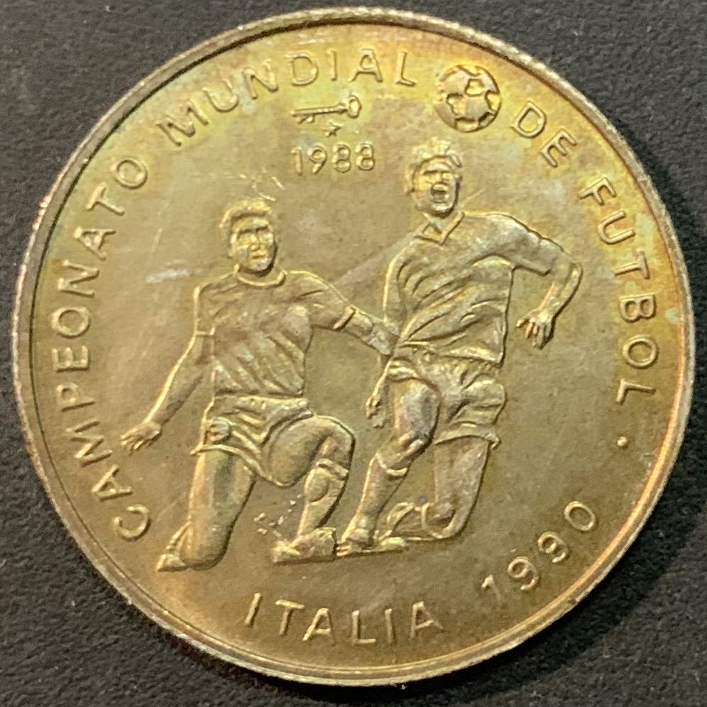 紫瑗钱币—微拍第62期  古巴 1988年 90意大利世界杯 5比索 6克 0.999银