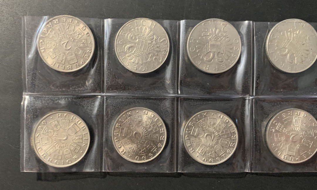 紫瑗钱币—微拍第62期  奥地利 1928-1937年 2先令 纪念银币 10枚全套  共120克 0.64银