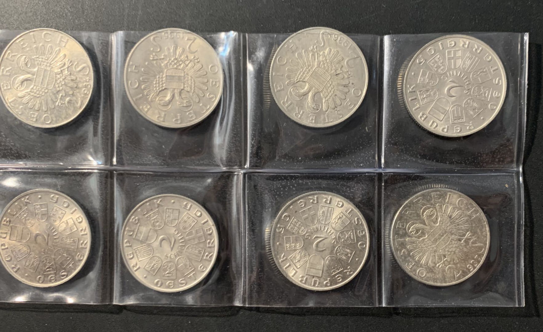 紫瑗钱币—微拍第62期  奥地利 1928-1937年 2先令 纪念银币 10枚全套  共120克 0.64银