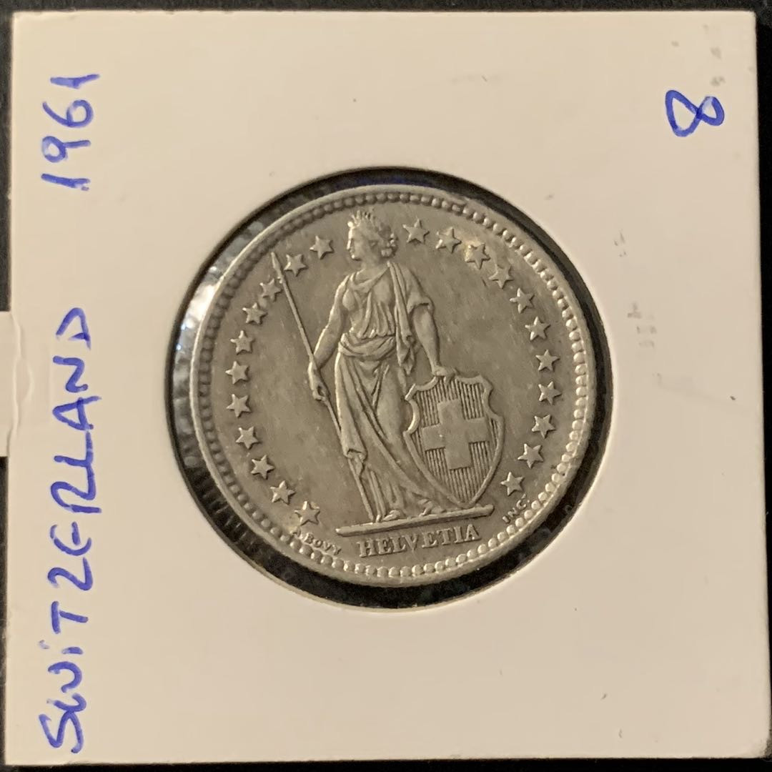 紫瑗钱币—微拍第62期  瑞士 1961年 2法郎 10克 0.835银 