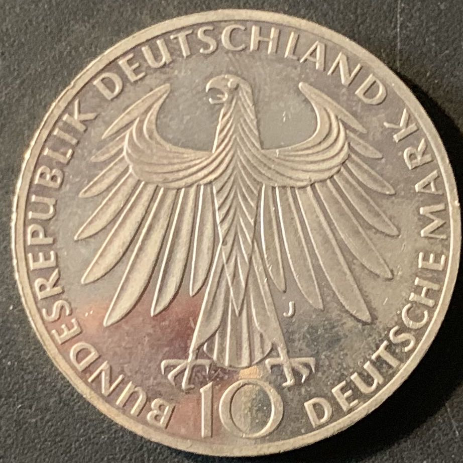 紫瑗钱币—微拍第62期  德国 1972年  J厂 慕尼黑奥运会 人物 10马克 15.5克 0.625银