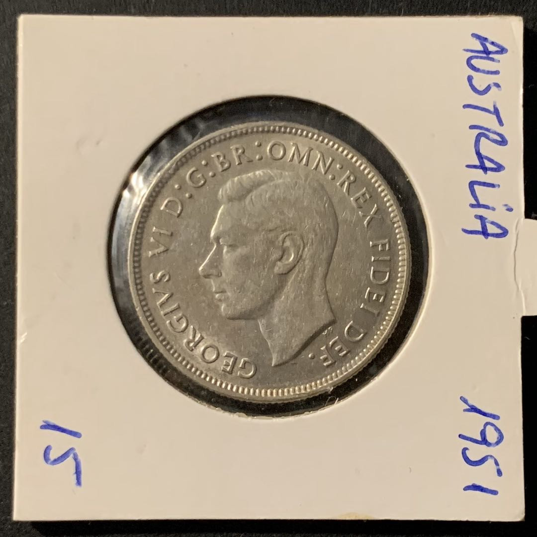 紫瑗钱币—微拍第62期  澳大利亚 1951年 乔治六世 50周年 1佛罗林 11.31克 0.5银 UNC