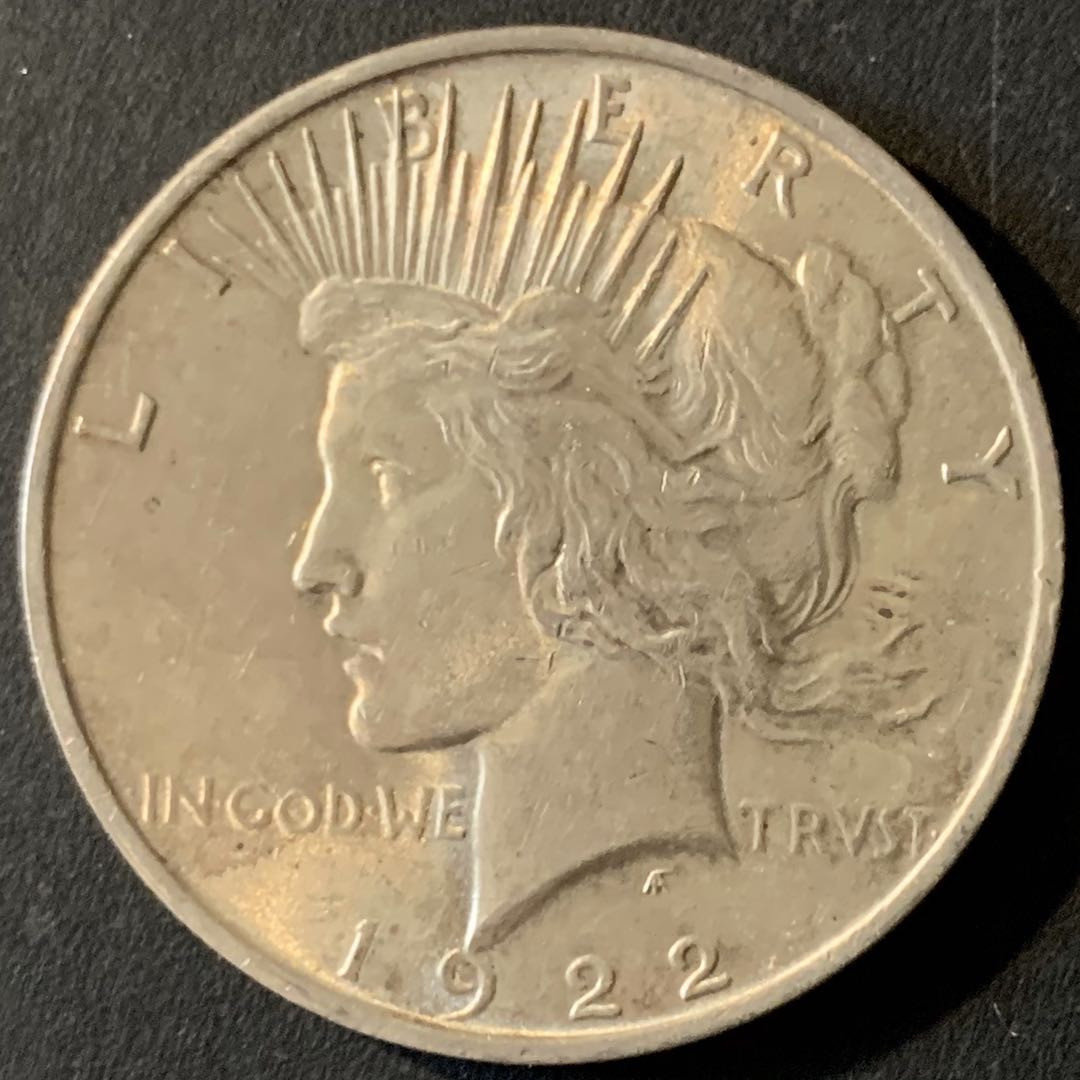 紫瑗钱币—微拍第62期  美国 1922年 和平鸽 1美元 26.73克 0.9银 UNC品质
