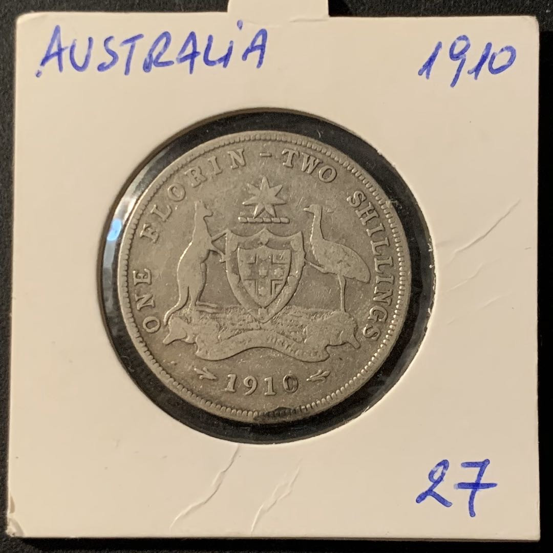 紫瑗钱币—微拍第62期  澳大利亚 1910年 爱德华七世 1佛罗林 11.31克 0.925银 单独年版