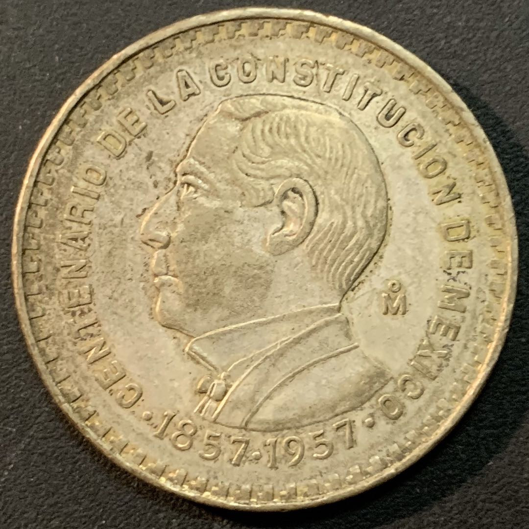 紫瑗钱币—微拍第62期  墨西哥 1957年 宪法100周年 1比索 16克 0.1银