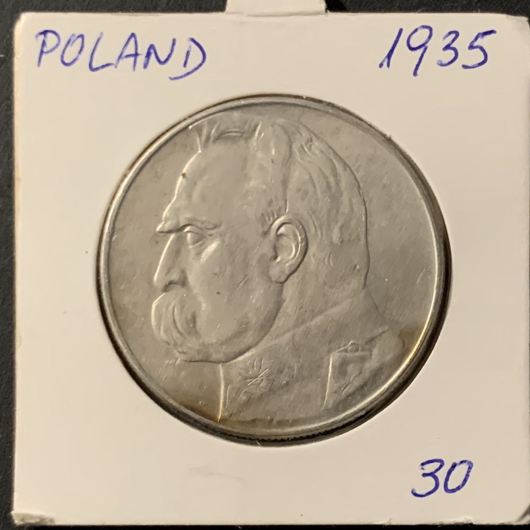 紫瑗钱币—微拍第62期  波兰 1935年 约瑟夫·皮尔苏德斯克 10兹罗提 22克 0.75银 UNC