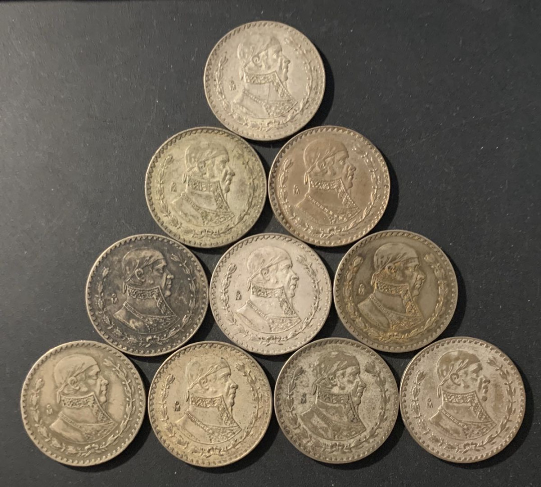 紫瑗钱币—微拍第62期  墨西哥  人物 1比索 银币 10枚一组