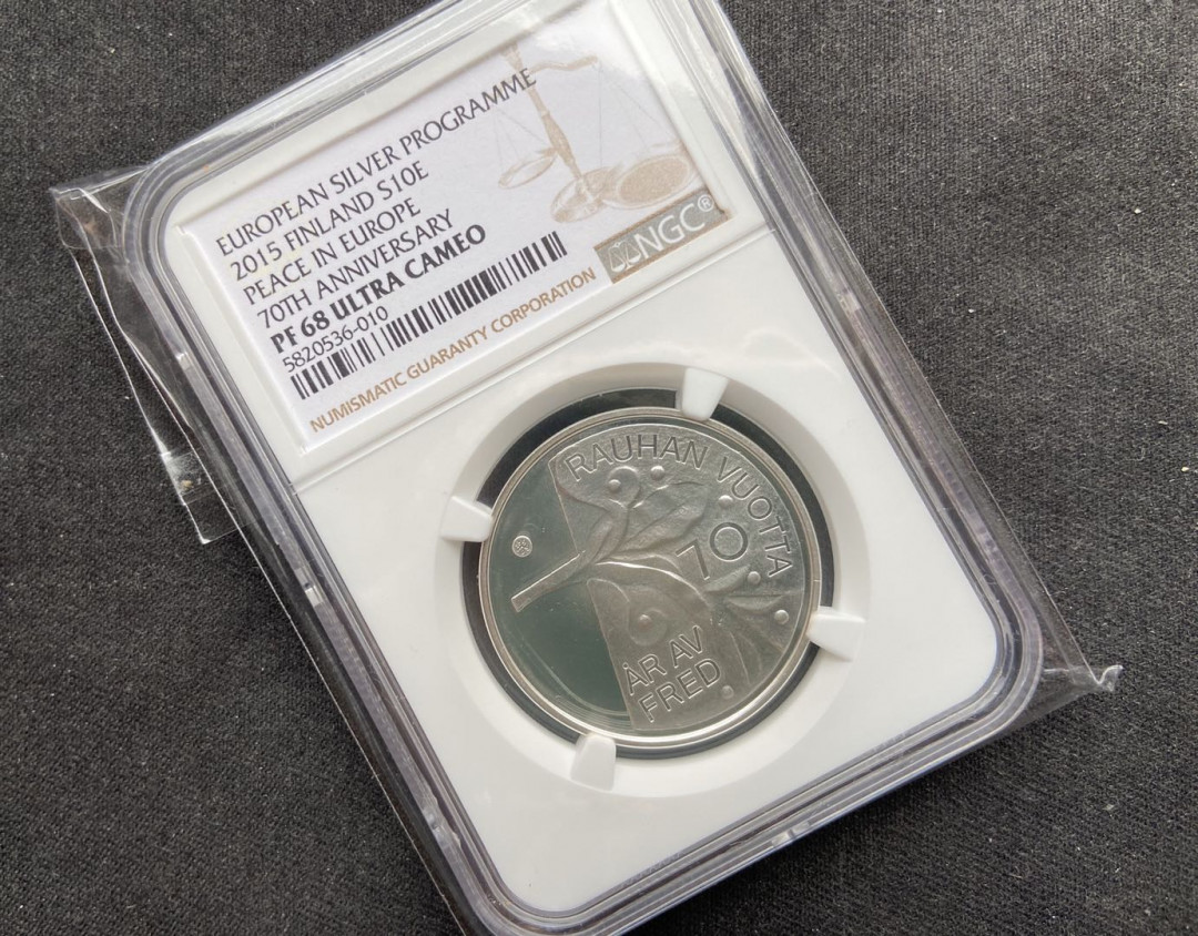【币观天下】107期钱币拍卖 【芬兰】【获奖币】2015年欧洲和平银币【ngc68】