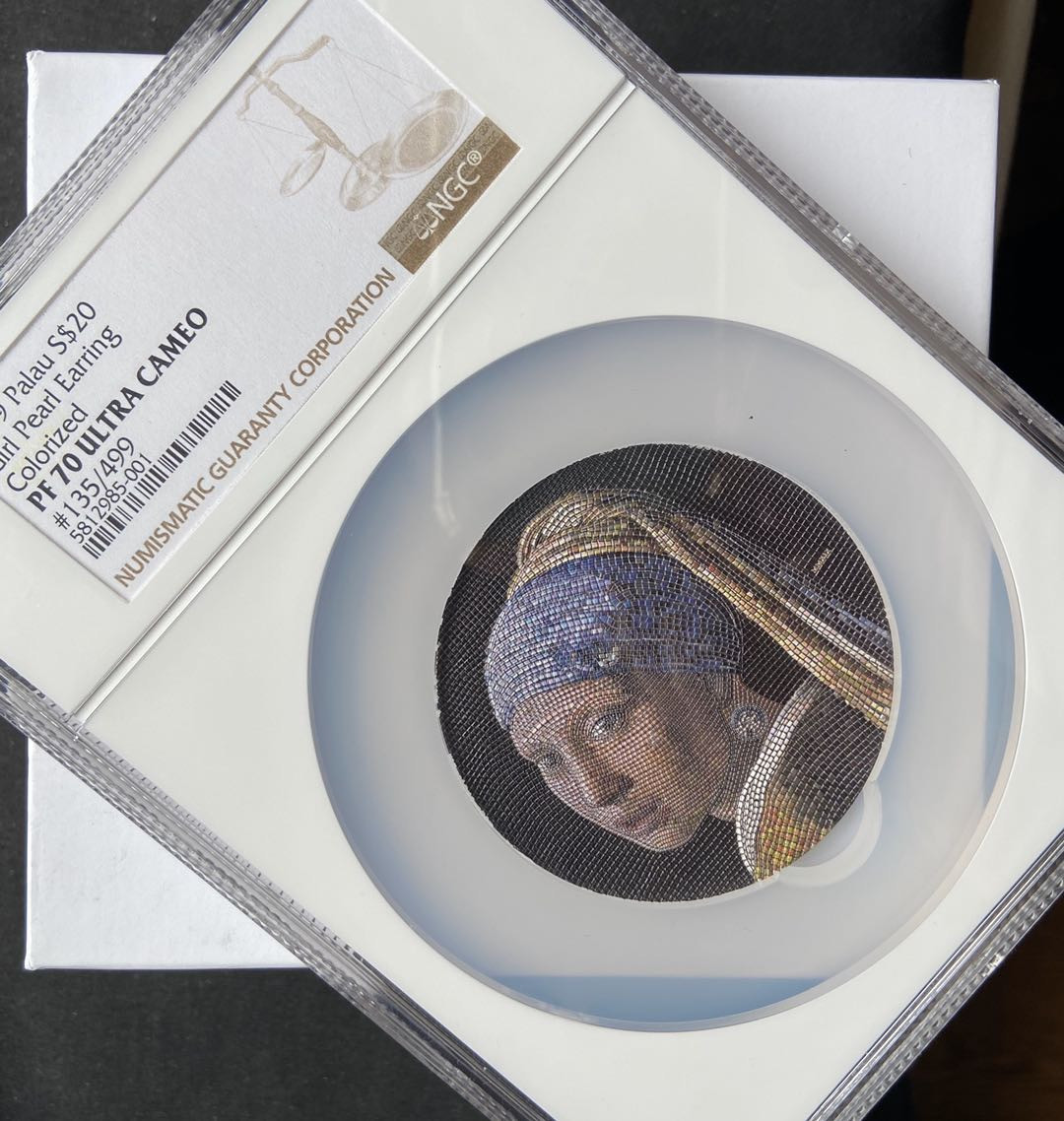 【币观天下】107期钱币拍卖 【帕劳】帕劳马赛克拼图系列【带珍珠耳环的少女】ngc70