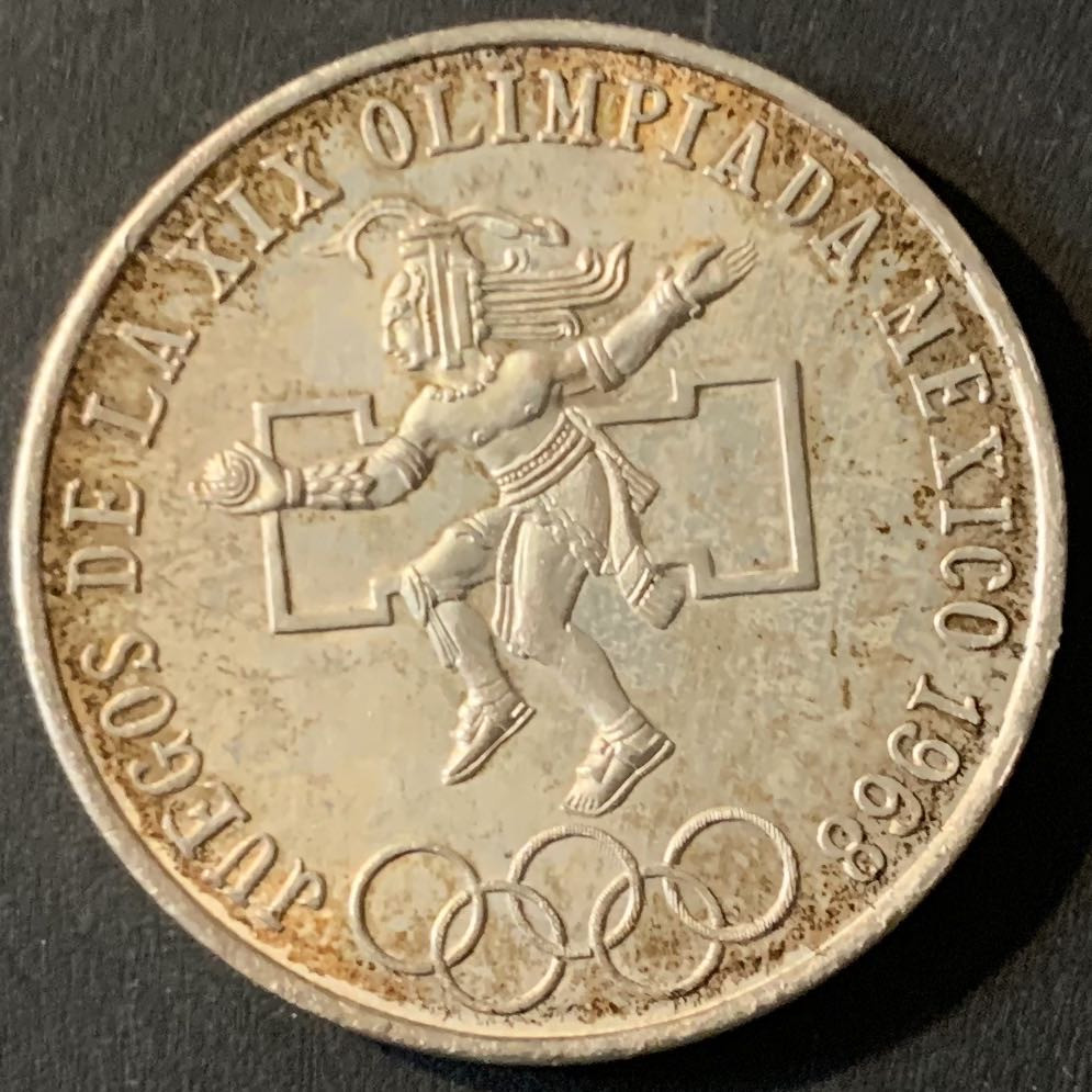 紫瑗钱币—微拍第62期  墨西哥 1968年 墨西哥城奥运会 25比索 22.5克 0.72银