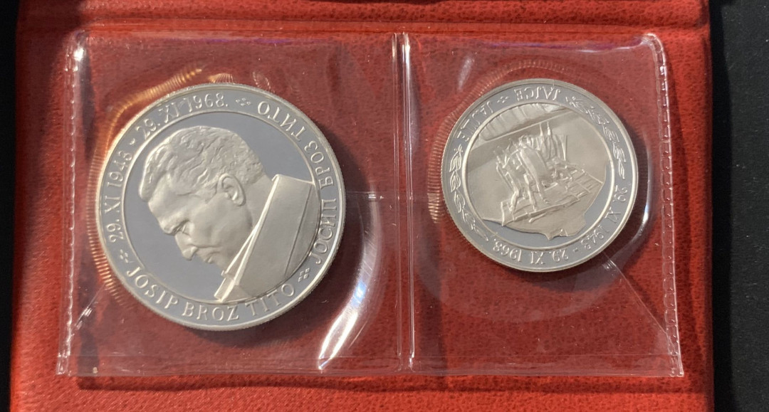 紫瑗钱币—微拍第62期  南斯拉夫 1968年 共和国成立25周年 20 50第纳尔 共29克 0.925银 精制 大钱包 PS-3