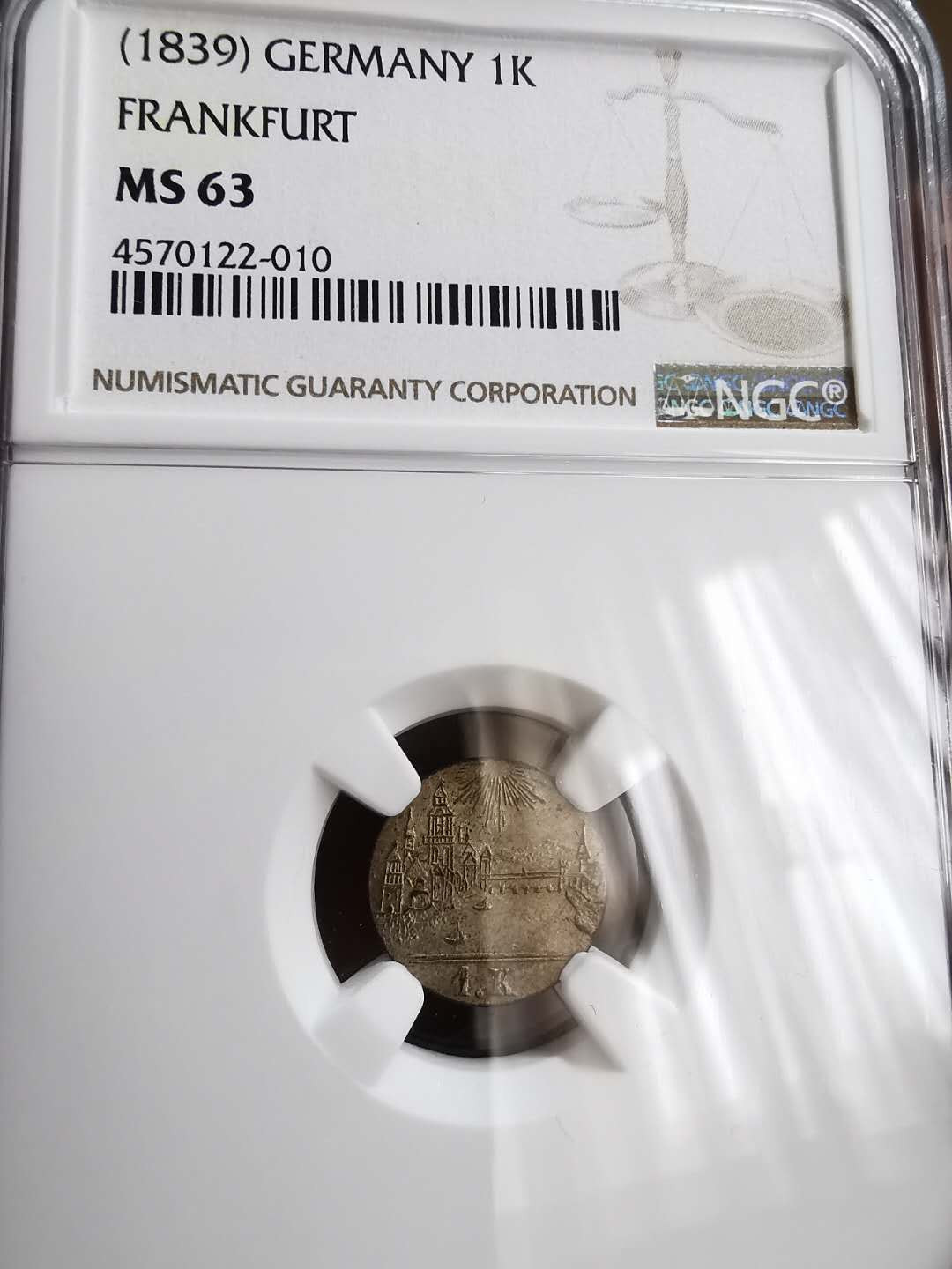 凡希社世界钱币微拍第一百二十期精品专场 1863法兰克福景观1K银币NGC-MS63
