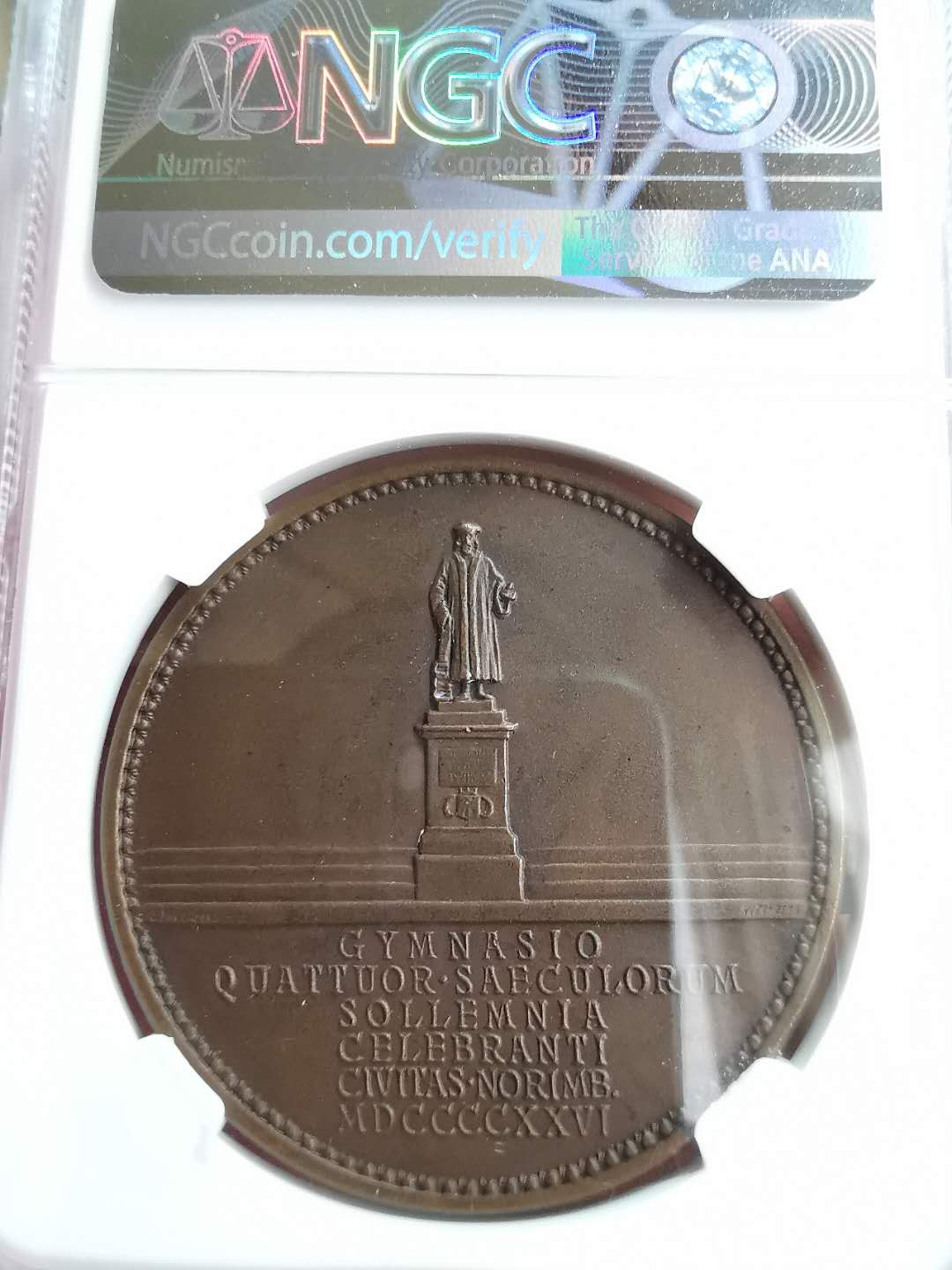 凡希社世界钱币微拍第一百二十期精品专场 1926纽伦堡魅蓝登建校纪念铜章NGC-MS63