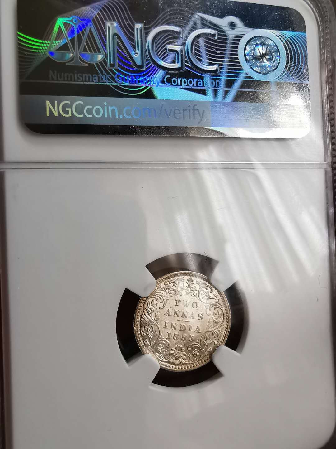 凡希社世界钱币微拍第一百二十期精品专场 1893B英属印度小维2安那银NGC-MS62