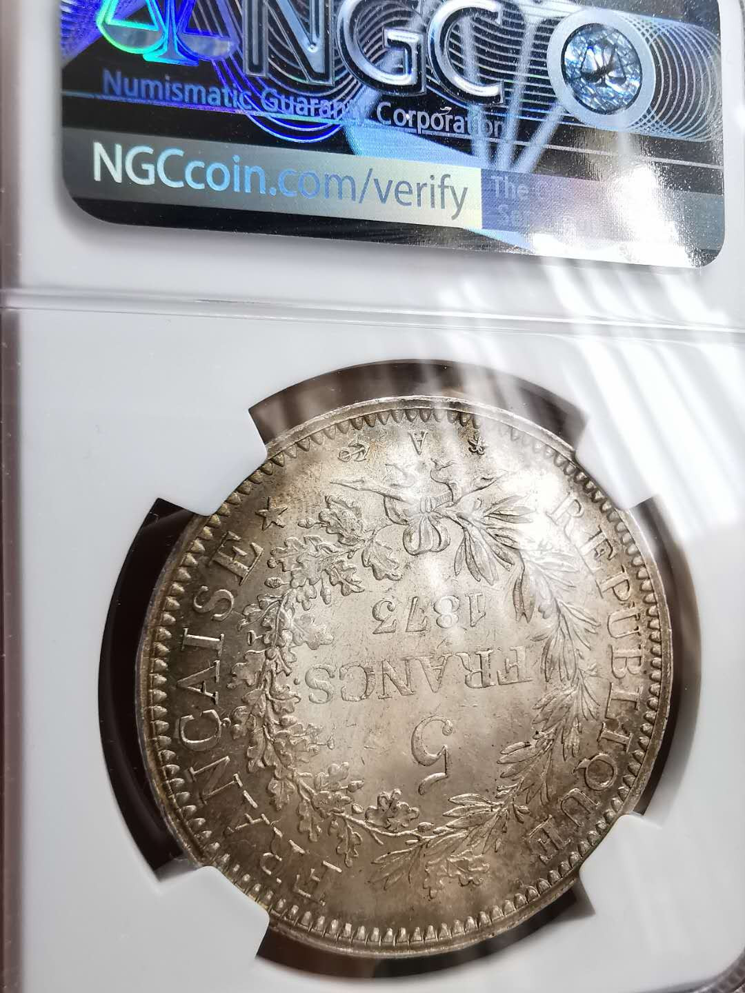 凡希社世界钱币微拍第一百二十期精品专场 1873法国大力神5法郎NGC-MS62