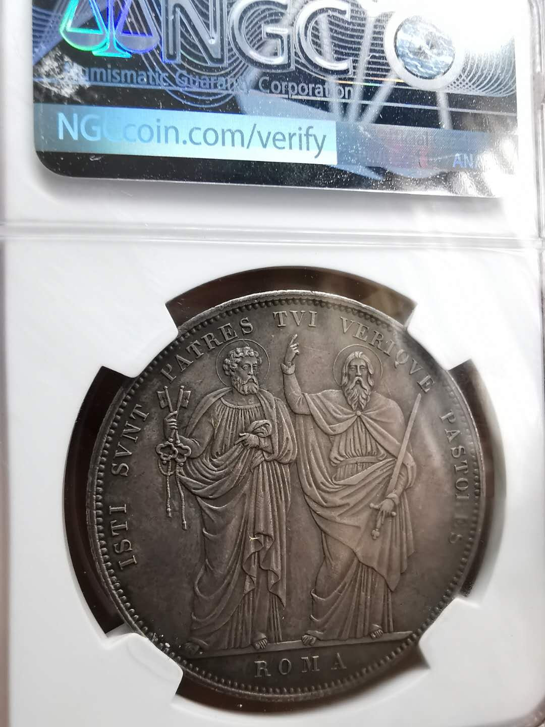 凡希社世界钱币微拍第一百二十期精品专场 稀！1830教皇国庇护八世SCUDO圣徒大银NGC-MS63重五彩！