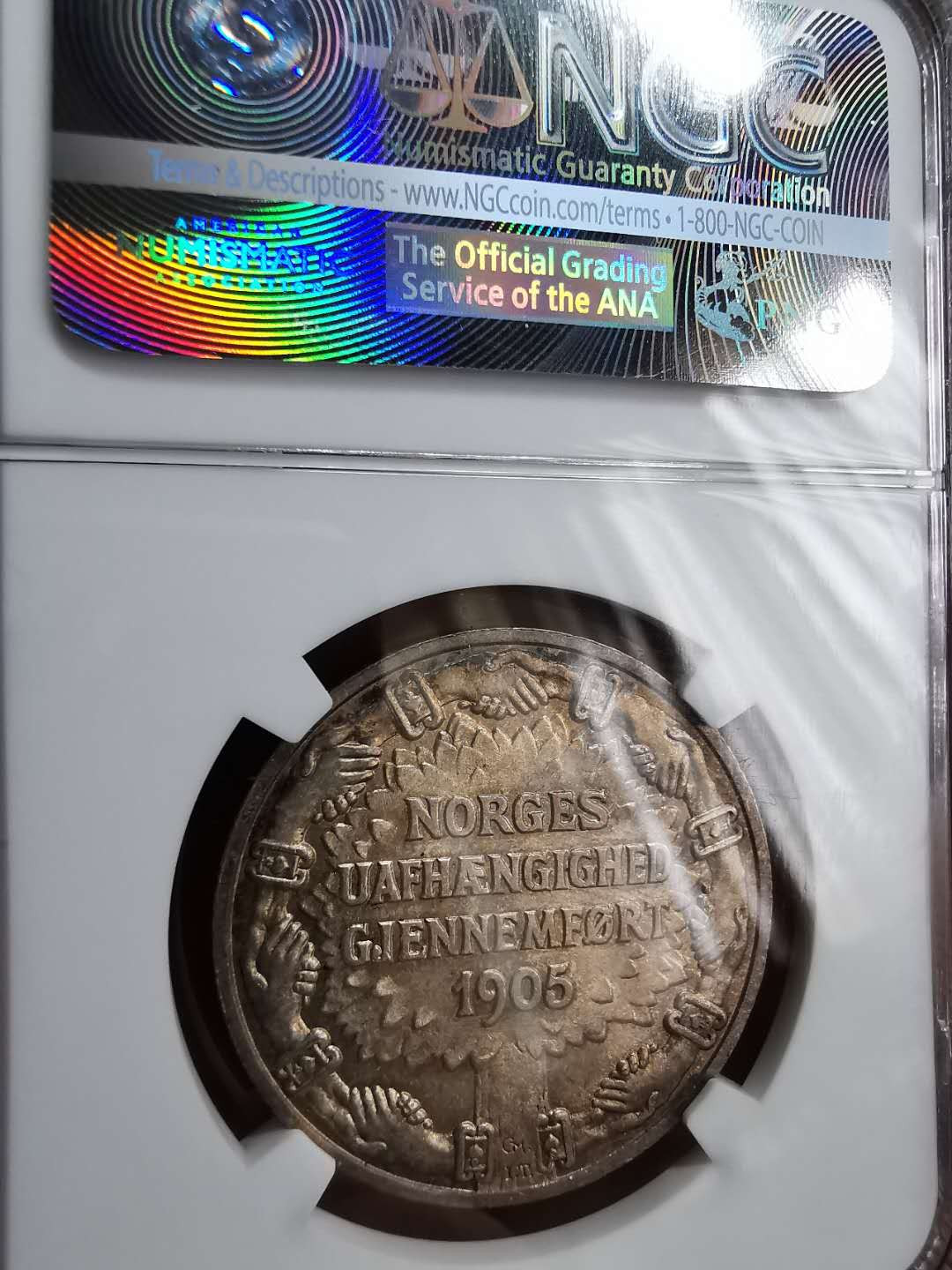 凡希社世界钱币微拍第一百二十期精品专场 1906挪威独立纪念2克朗NGC-MS64金紫包浆！