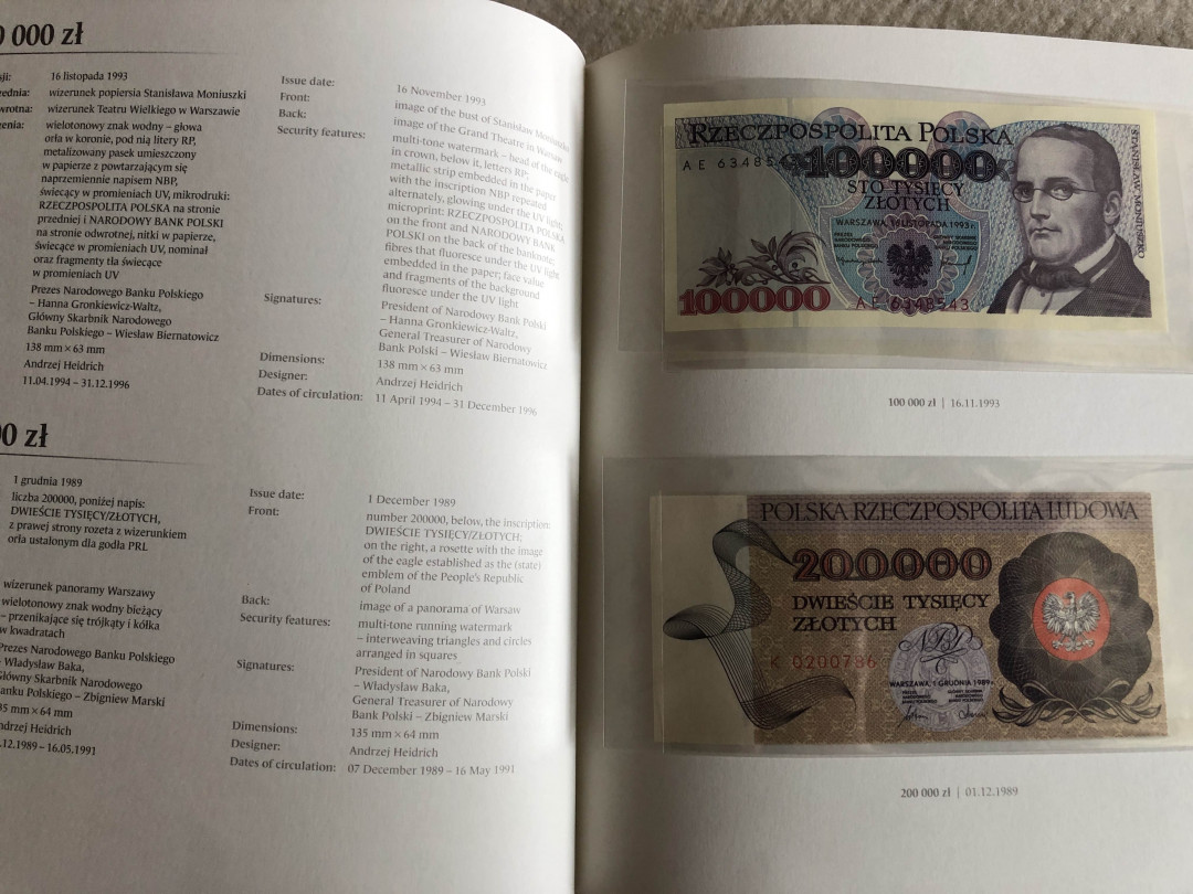 【收藏联盟】第139期拍卖——拼花马赛克（共50拍） 【一组23张】波兰 1975-1996年 纸币册大全套 全新UNC 10-200万扎罗提