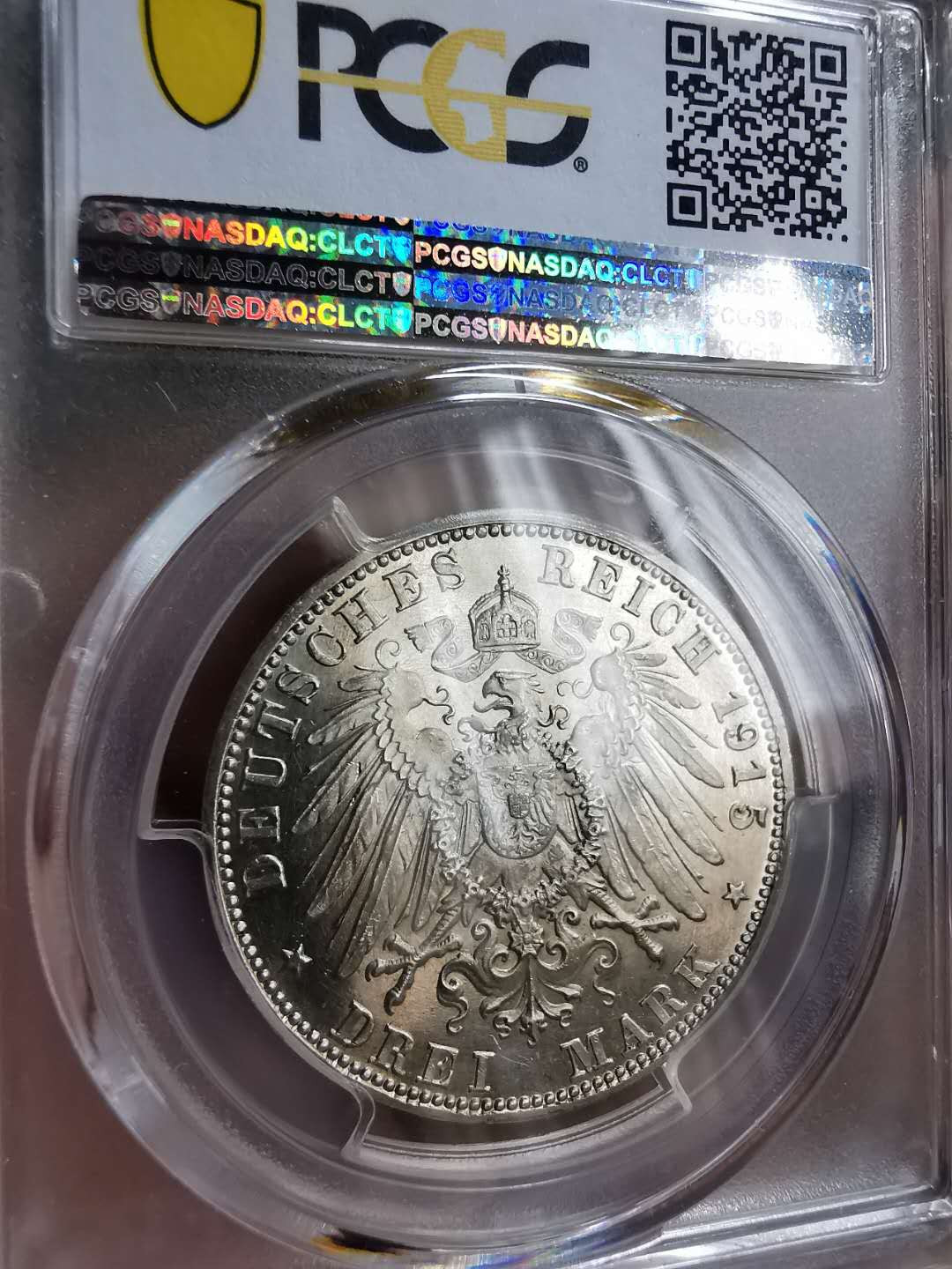 凡希社世界钱币微拍第一百二十期精品专场 荐！1913梅宁根精铸3马克PCGS-PF63CAM镜面高浮雕！