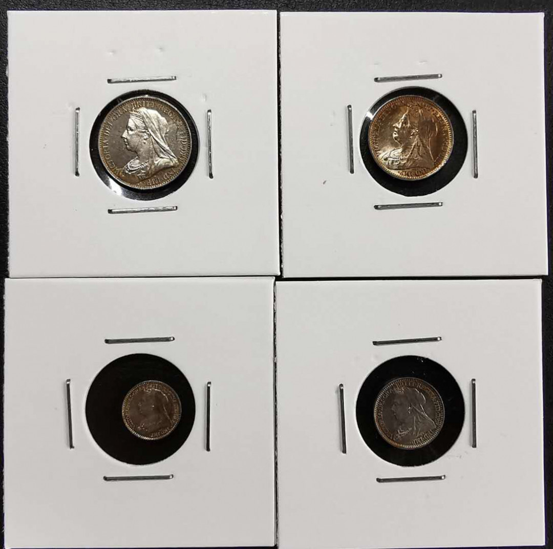 凡希社世界钱币微拍第一百二十期精品专场 1887老维濯足币四枚UNC原味高品！