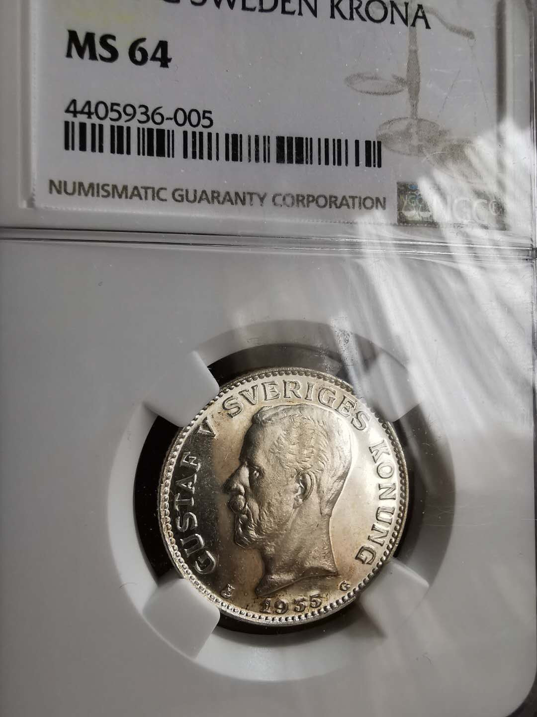 凡希社世界钱币微拍第一百二十期精品专场 1933瑞典古斯塔夫克朗NGC-MS64 实际PL