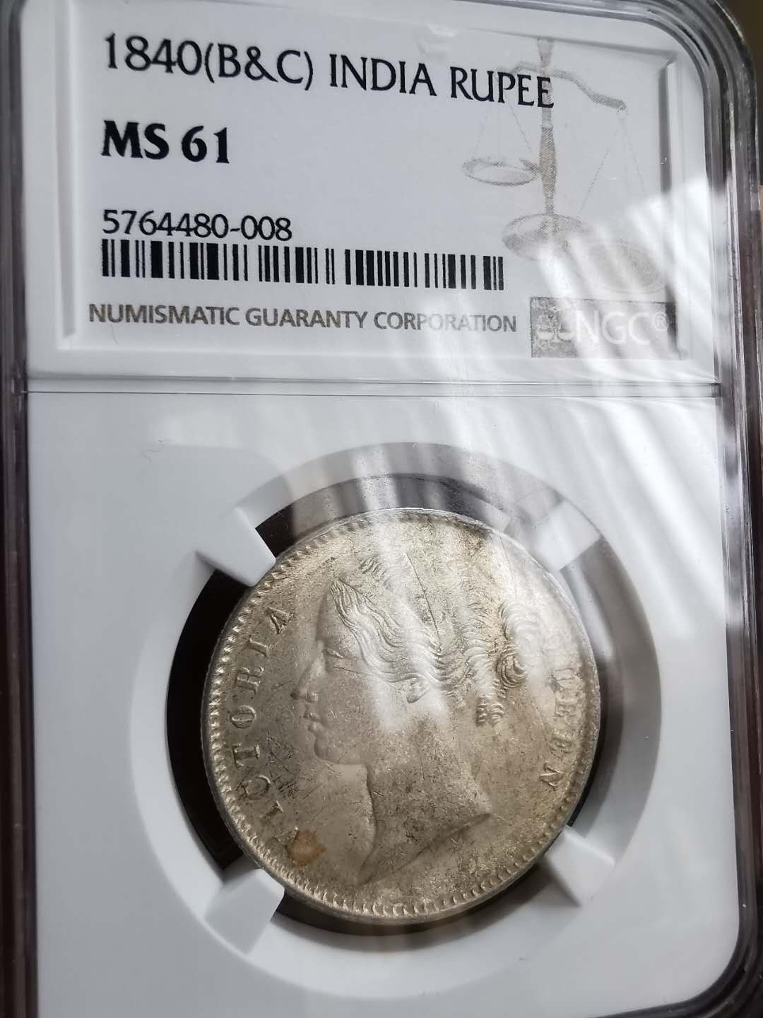 凡希社世界钱币微拍第一百二十期精品专场 1840东印度公司小维卢比NGC-MS61