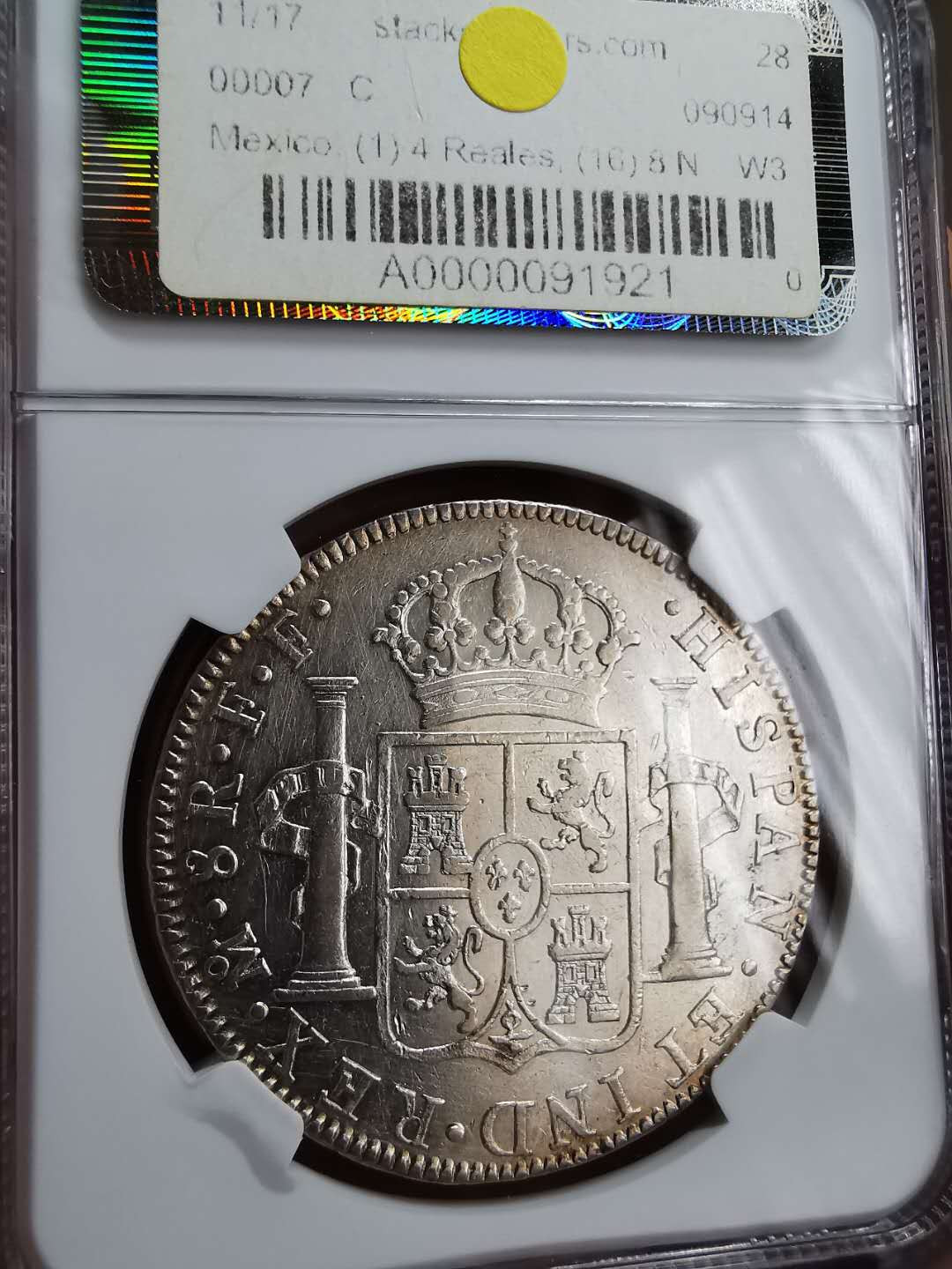 凡希社世界钱币微拍第一百二十期精品专场 1777墨西哥卡三双柱NGC-AUD