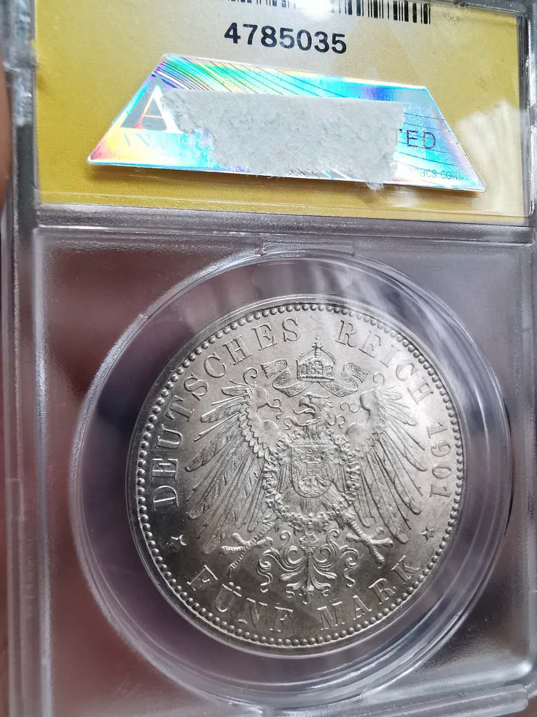 凡希社世界钱币微拍第一百二十期精品专场 1901普鲁士5马克ANACS-MS64