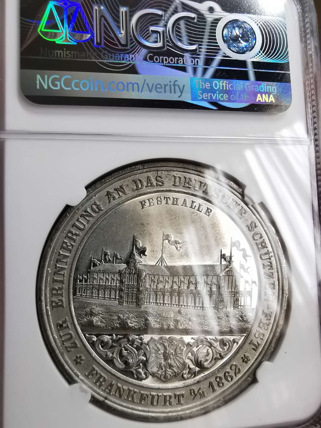 凡希社世界钱币微拍第一百二十期精品专场 1862法兰克福射击节纪念章NGC-MS62
