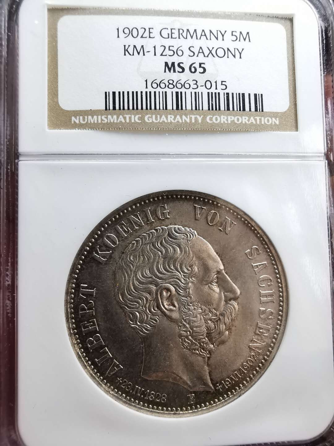 凡希社世界钱币微拍第一百二十期精品专场 1902萨克森5马克大银NGC-MS65