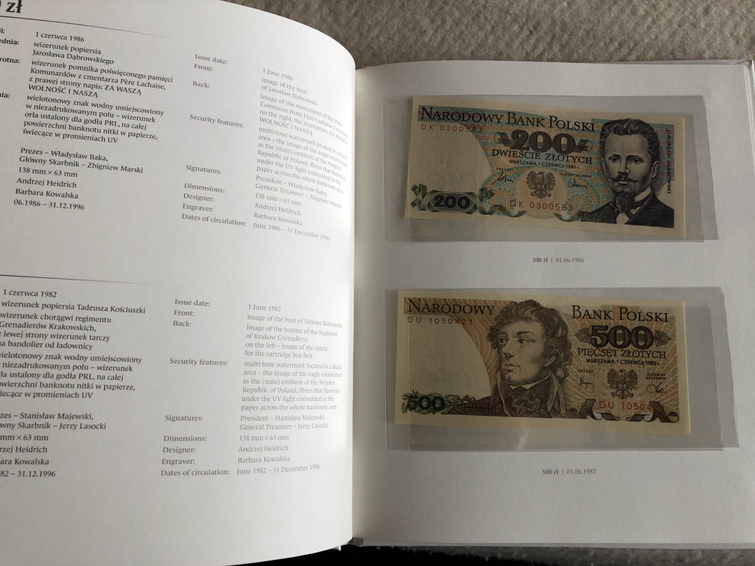 【收藏联盟】第139期拍卖——拼花马赛克（共50拍） 【一组23张】波兰 1975-1996年 纸币册大全套 全新UNC 10-200万扎罗提