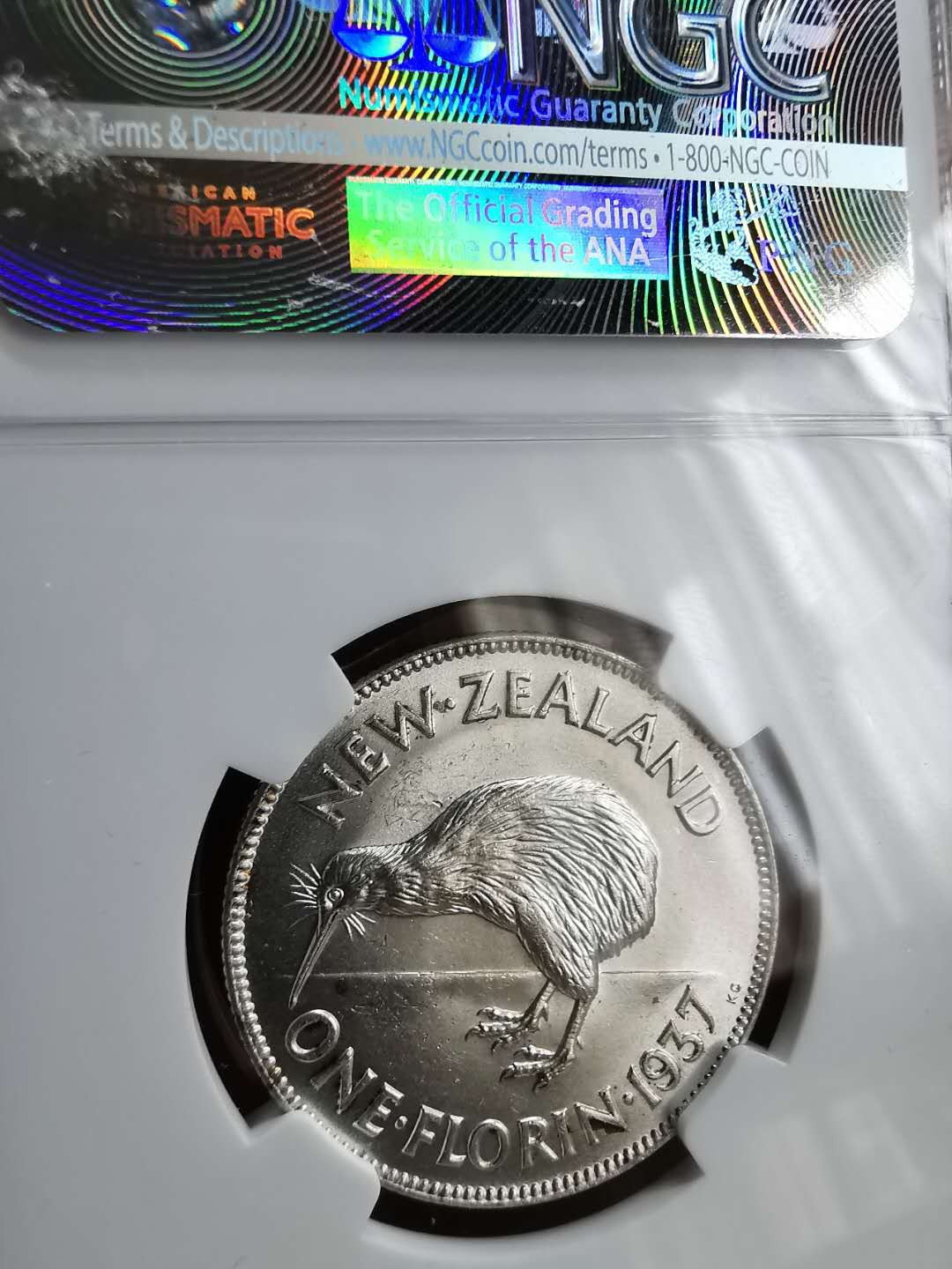 凡希社世界钱币微拍第一百二十期精品专场 1937新西兰乔六佛罗林NGC-MS63