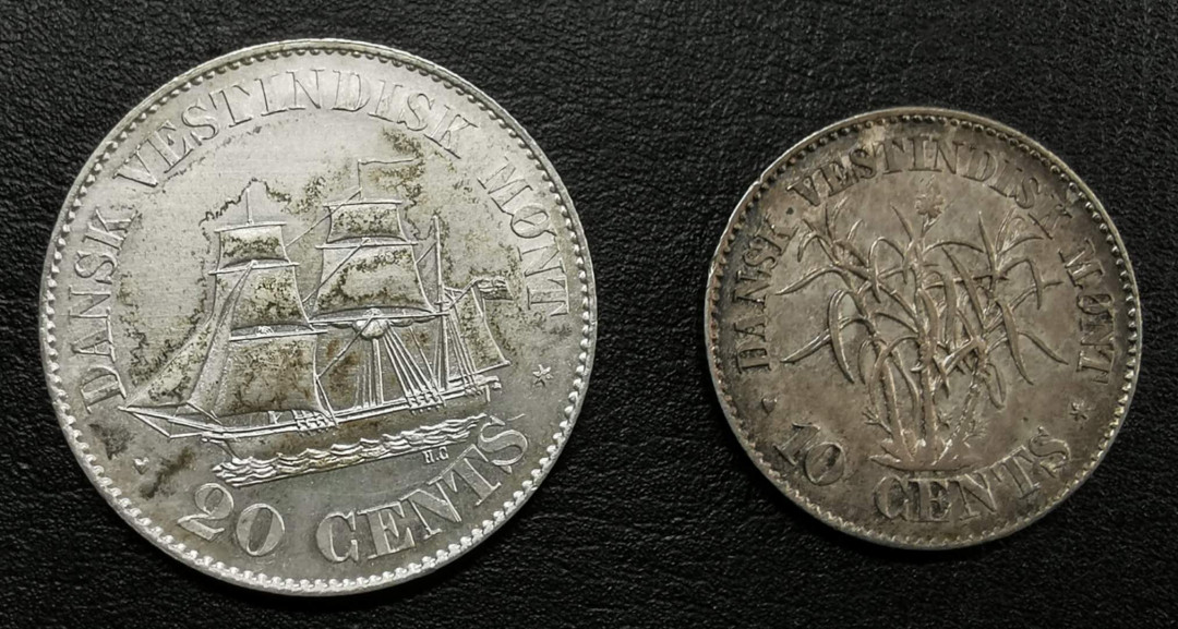 凡希社世界钱币微拍第一百二十期精品专场 1878丹属西印度20分10分一对AU-UNC高等级！