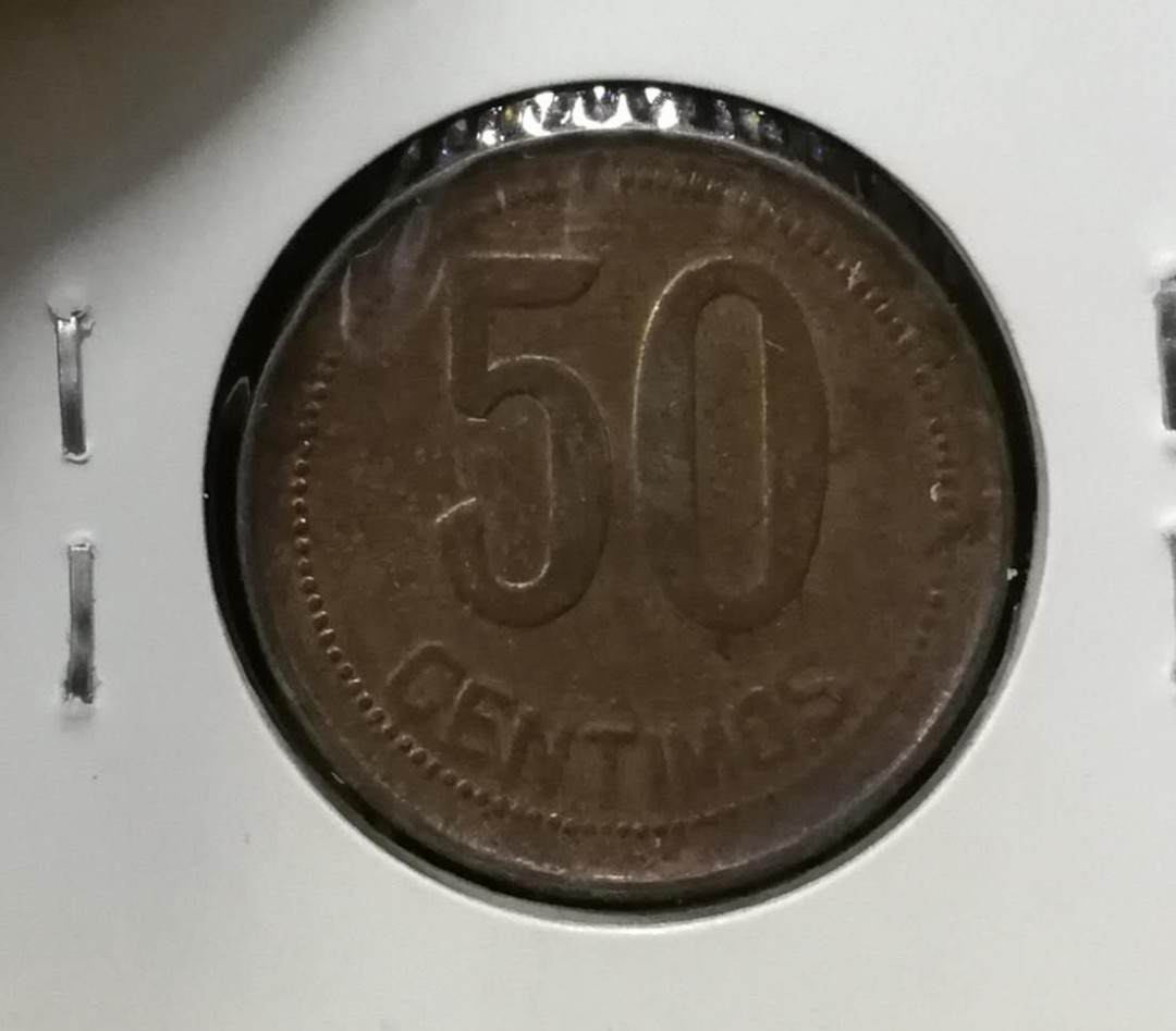 北京马甸外国币专卖第七期，陆续上新，欢迎关注 	1937年西班牙50分铜币，品相如图