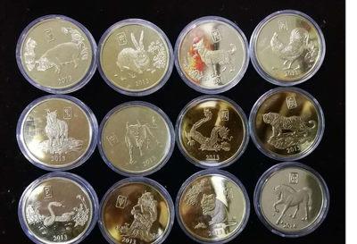 北京马甸外国币专卖第七期，陆续上新，欢迎关注 -  朝鲜发行中国十二生肖动物铜币12枚全套，