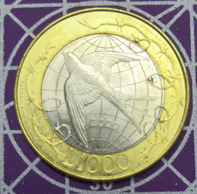 燕姐换藏第三十二拍 2000年圣马力诺1000里拉双色流通币