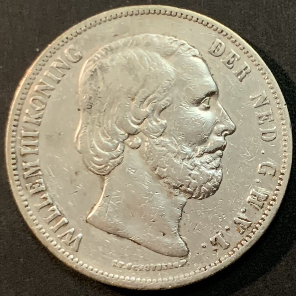 紫瑗钱币—微拍第64期  荷兰 1850年 威廉三世 2.5盾 25克 0.945银