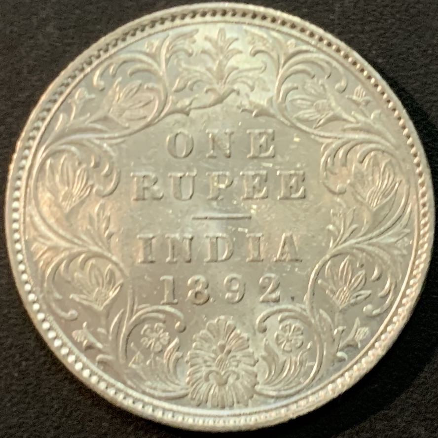 紫瑗钱币—微拍第64期  英属印度 1892年 维多利亚 1卢比 11.67克 0.917银 