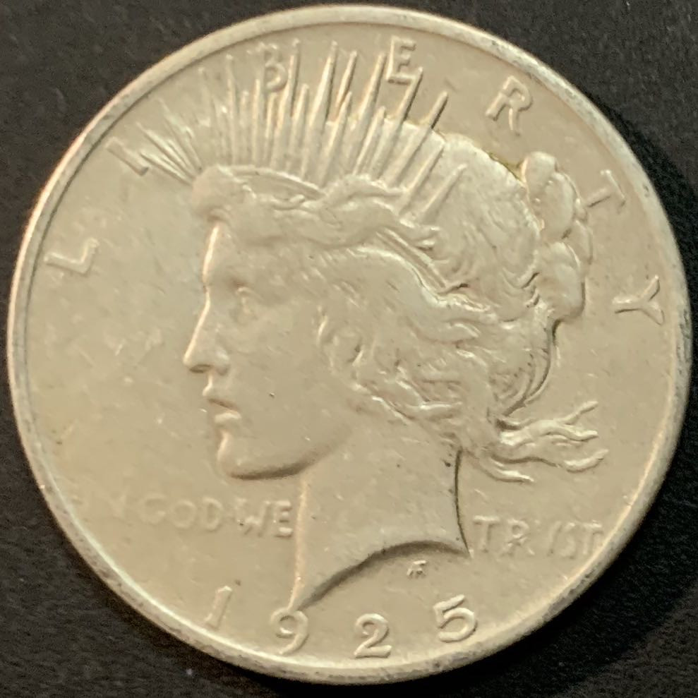 紫瑗钱币—微拍第64期  美国 1925年 和平鸽 1美元 26.73克 0.9银