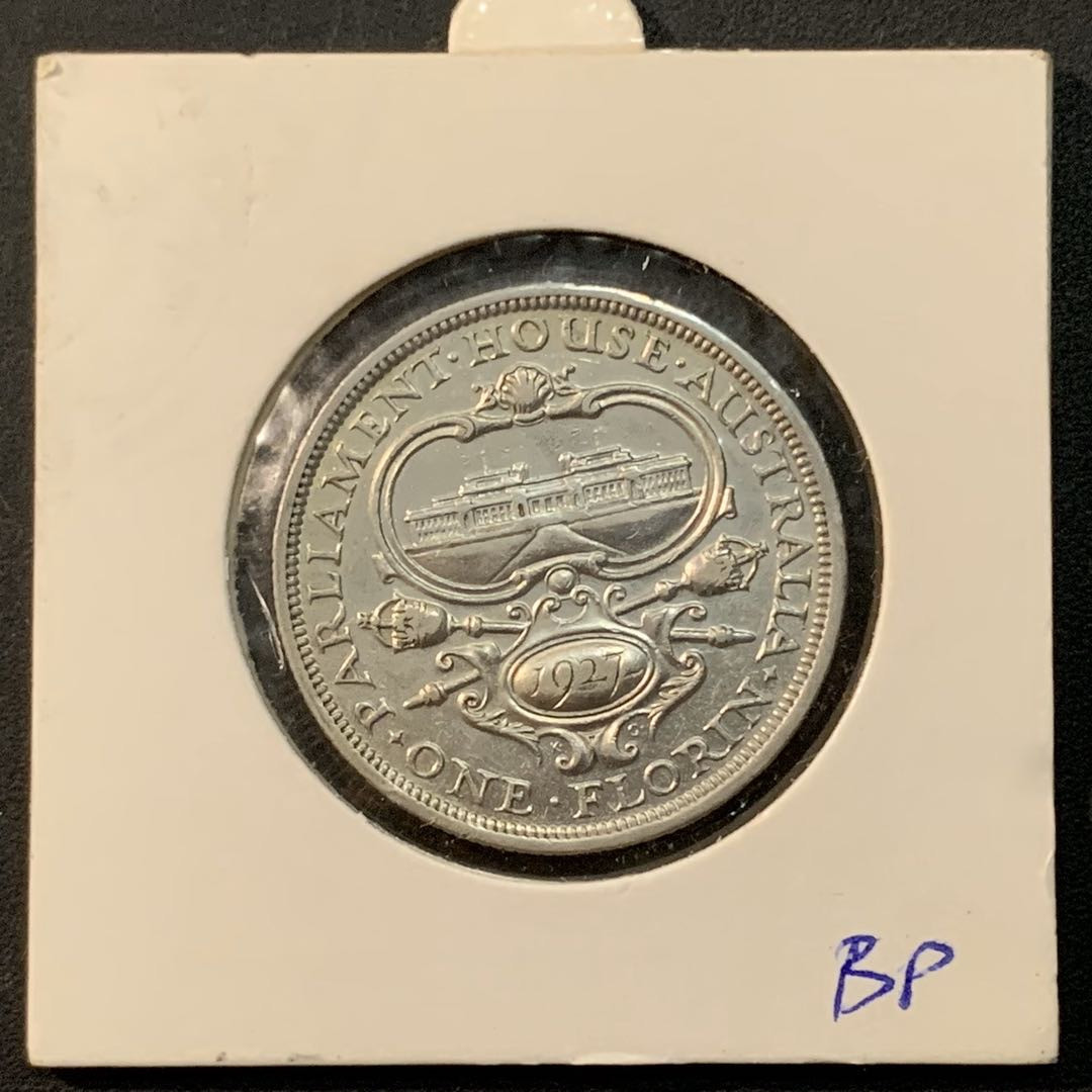 紫瑗钱币—微拍第64期  澳大利亚 1927年 堪培拉议会大厦开幕 1佛罗林 11.31克 0.925银