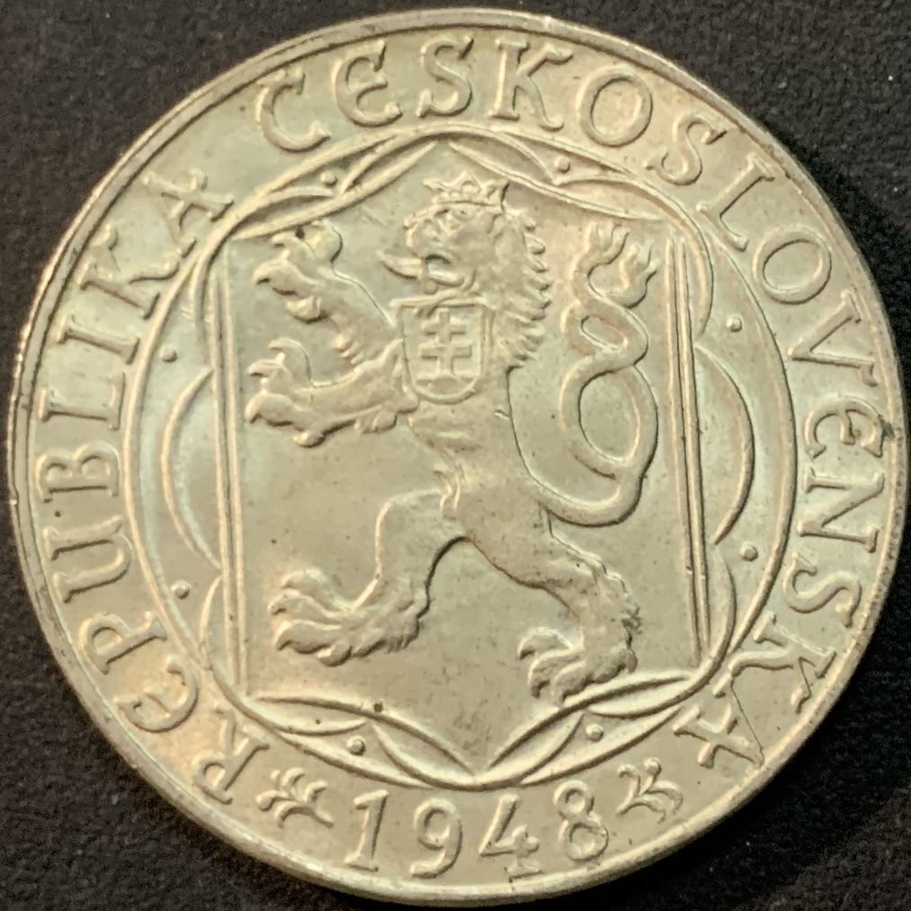 紫瑗钱币—微拍第64期  捷克斯洛伐克 1948年 查理大学600周年 100克朗 14克 0.5银