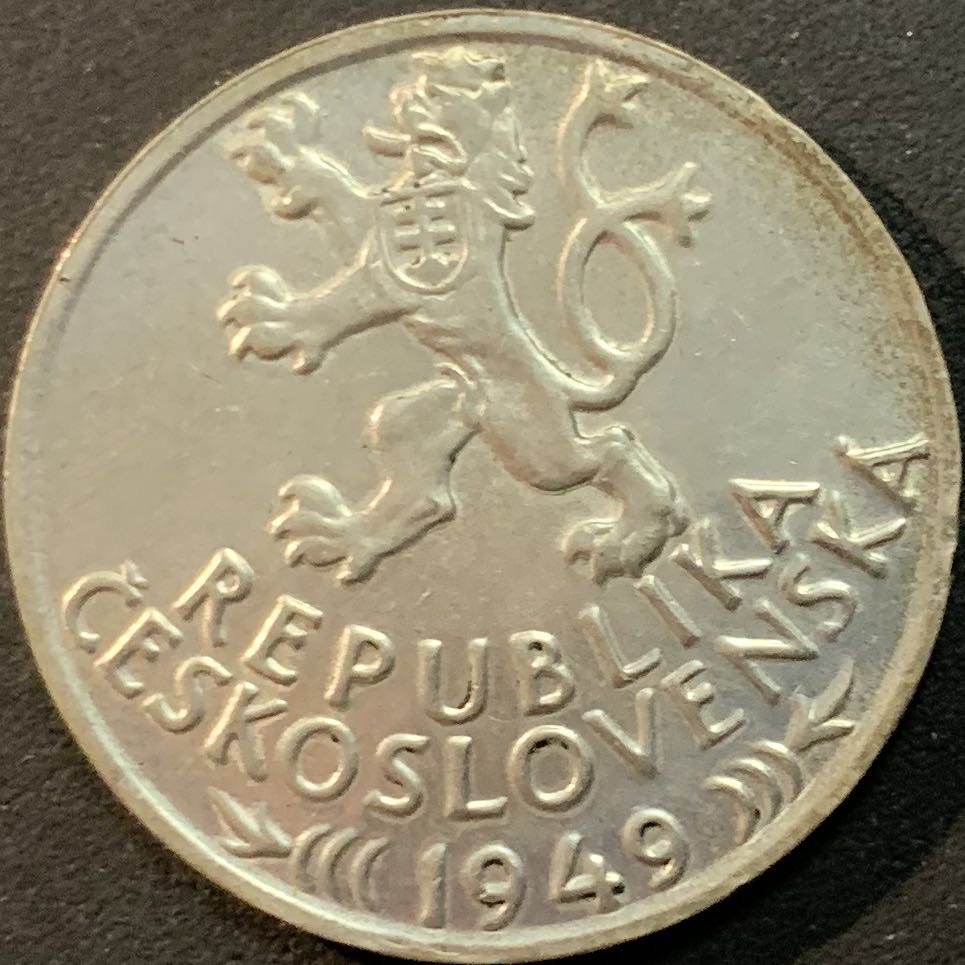 紫瑗钱币—微拍第64期  捷克斯洛伐克 1949年 伊赫拉瓦开采权700周年 100克朗  14克 0.5银