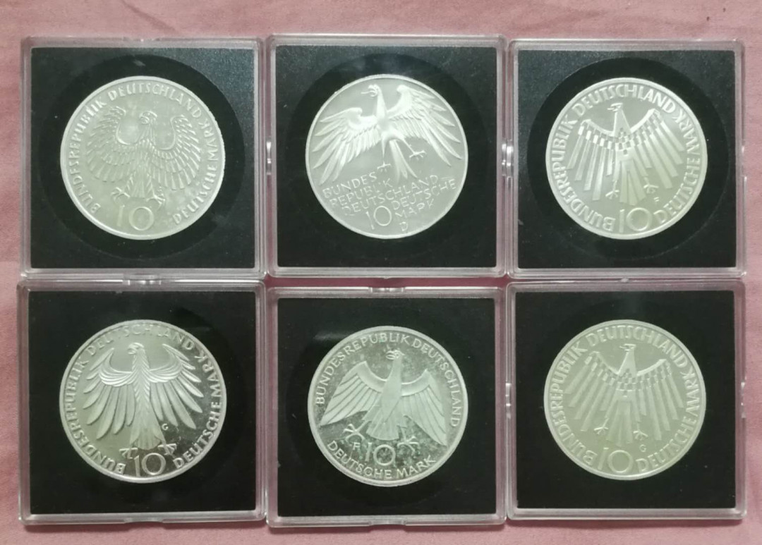 北京马甸外国币专卖第七期，陆续上新，欢迎关注 1972年德国慕尼黑奥运会纪念银币6枚/套，每枚15.5克，625银