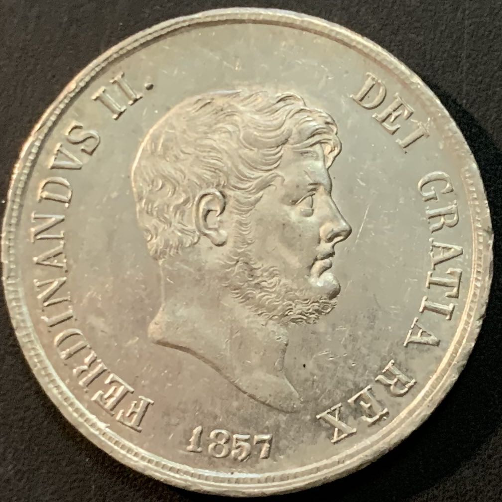 紫瑗钱币—微拍第64期  意大利 那不勒斯 1857年 费迪南二世 120格拉纳 27.53克 0.833